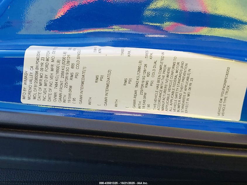 2023 Ford F-450 Chassis Xl VIN: 1FDUF4GN3PEC82202 Lot: 43501325