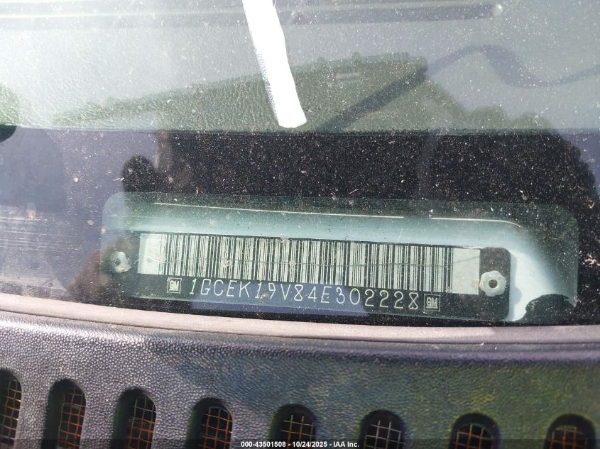 2004 Chevrolet Silverado 1500 Work Truck VIN: 1GCEK19V84E302228 Lot: 43501508