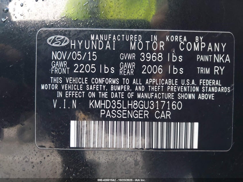 KMHD35LH8GU317160 2016 HYUNDAI ELANTRA photo no. 9