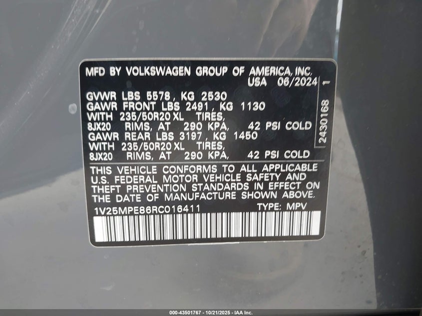2024 VOLKSWAGEN ID.4 S 1V25MPE86RC016411