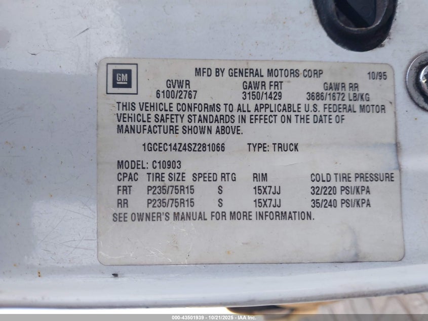 1GCEC14Z4SZ281066 1995 CHEVROLET GMT-400 photo no. 9
