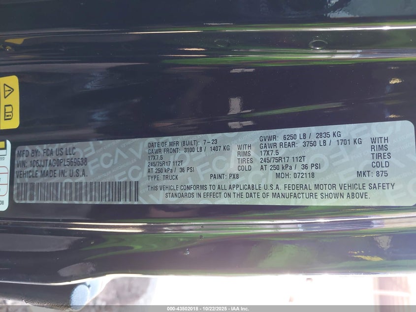 2023 JEEP GLADIATOR SPORT 4X4 1C6JJTAG0PL569638