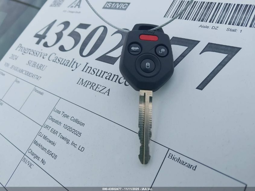 2024 Subaru Impreza Base 5-Door VIN: JF1GUABCXR8245747 Lot: 43502477