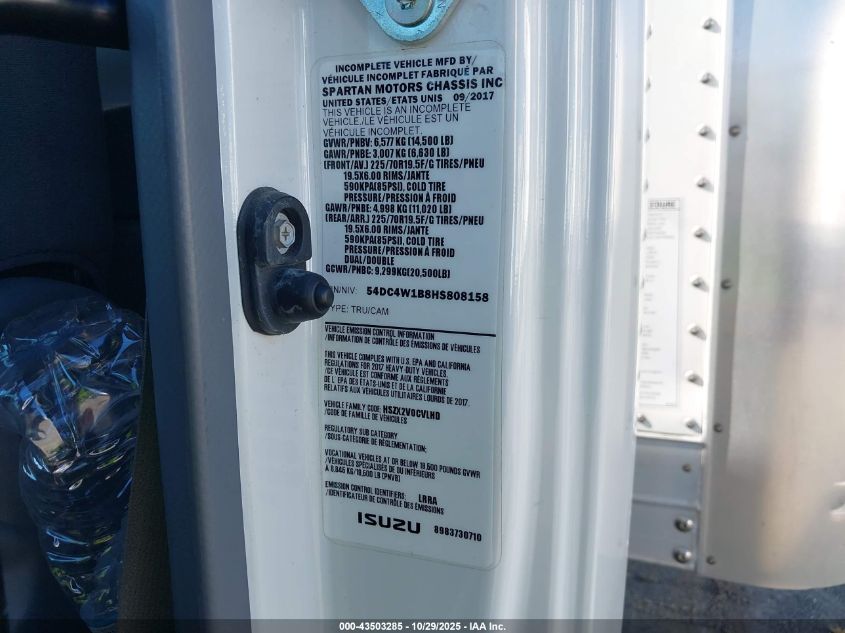 2017 Isuzu Npr Hd Gas Reg VIN: 54DC4W1B8HS808158 Lot: 43503285