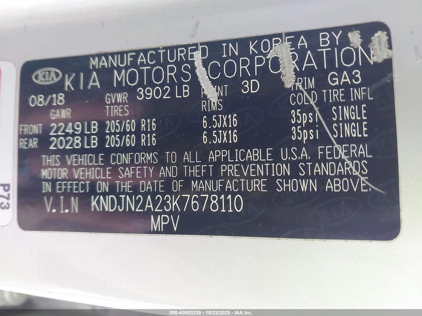 2019 KIA SOUL KNDJN2A23K7678110