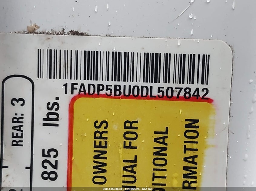 2013 Ford C-Max Hybrid Sel VIN: 1FADP5BU0DL507842 Lot: 43503678