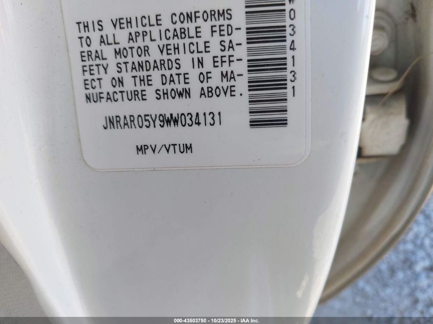 1998 Infiniti Qx4 VIN: JNRARD5Y9WW03413 Lot: 43503750