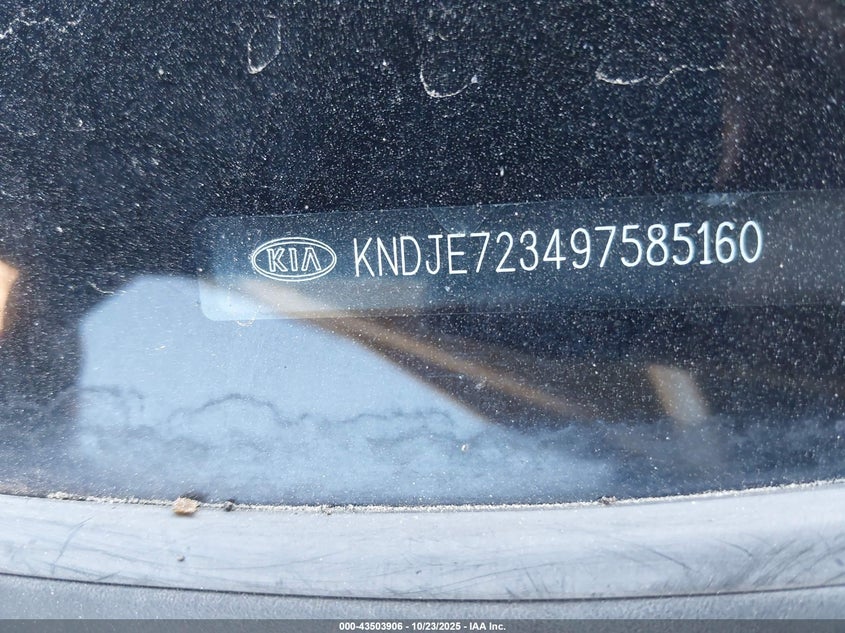 2009 Kia Sportage Ex V6 VIN: KNDJE723497585160 Lot: 43503906