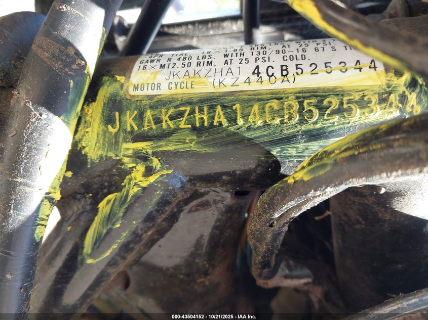 1982 Kawasaki Kz440 A VIN: JKAKZHA14CB525344 Lot: 43504152
