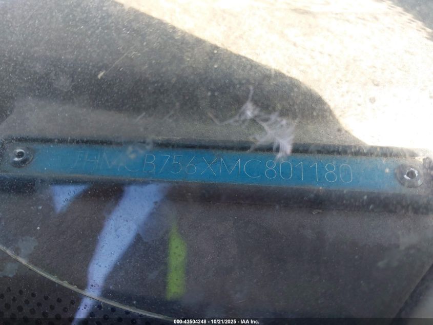 1991 Honda Accord Ex/Ex-R VIN: JHMCB756XMC801180 Lot: 43504248