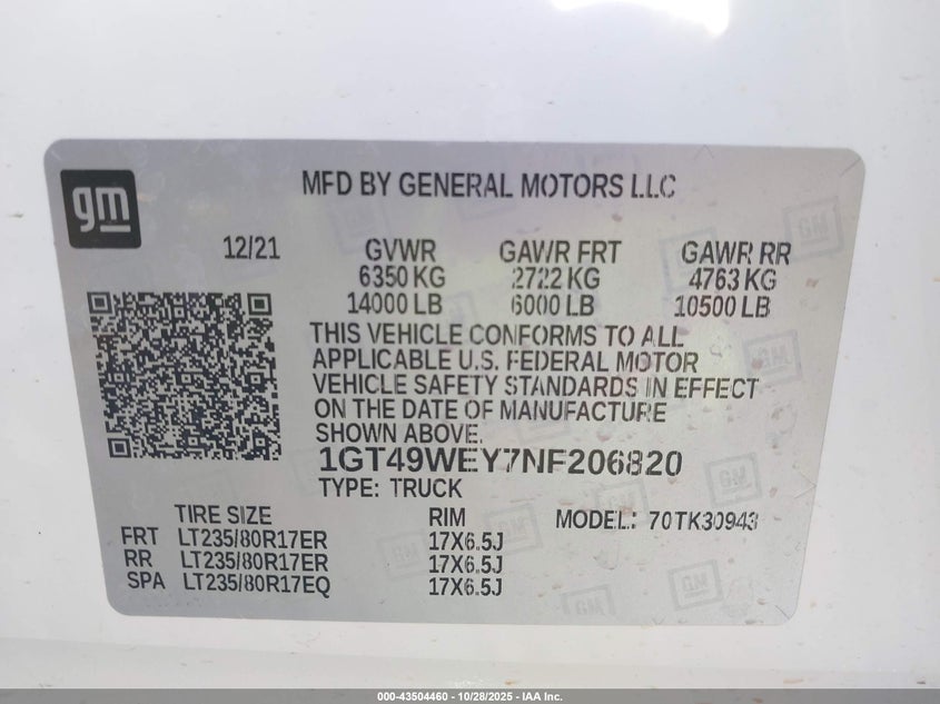 1GT49WEY7NF206820 2022 GMC SIERRA photo no. 9