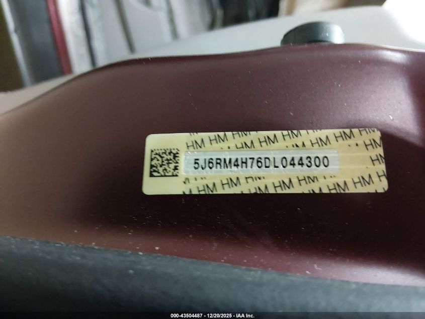 2013 Honda Cr-V Ex-L VIN: 5J6RM4H76DL044300 Lot: 43504487