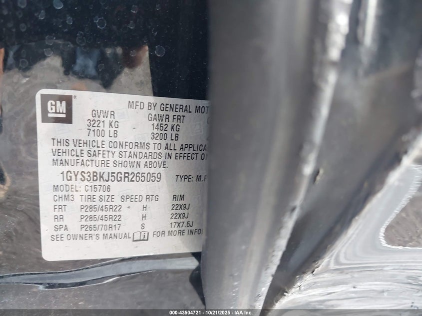 2016 CADILLAC ESCALADE LUXURY COLLECTION 1GYS3BKJ5GR265059