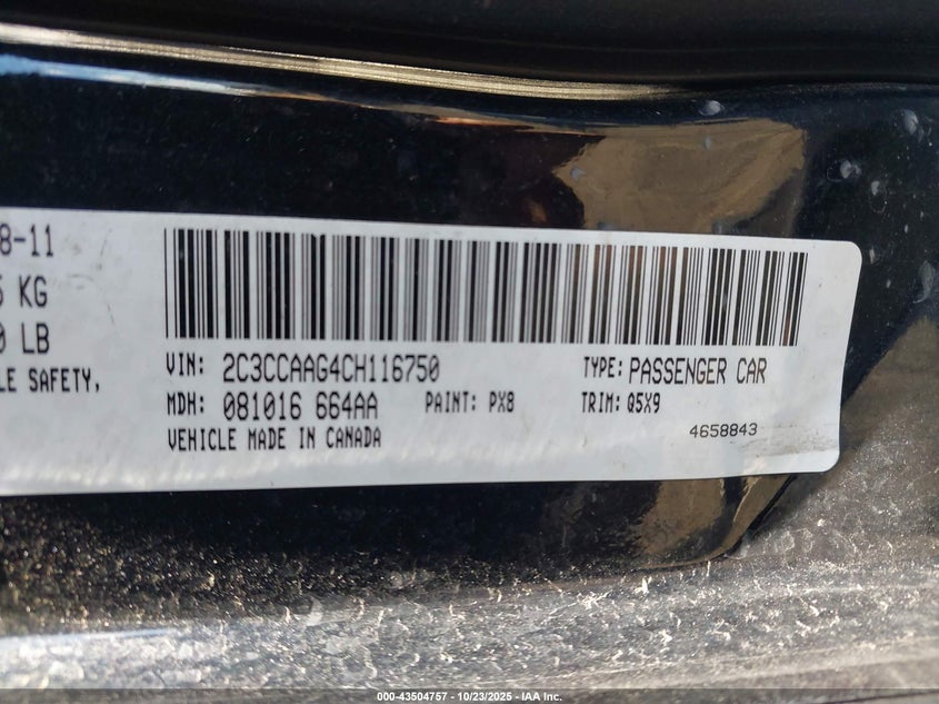 2C3CCAAG4CH116750 2012 CHRYSLER 300 photo no. 9