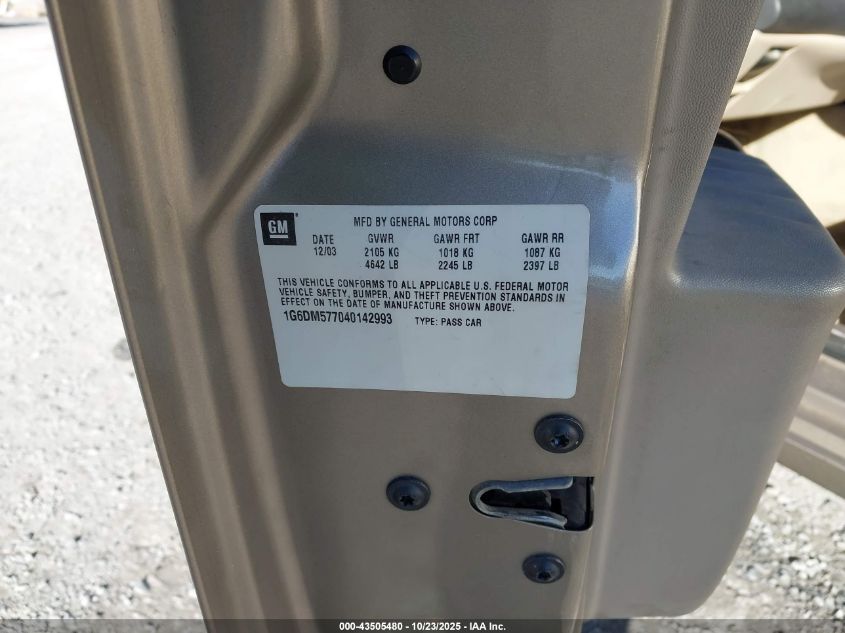 2004 Cadillac Cts Standard VIN: 1G6DM577040142993 Lot: 43505480