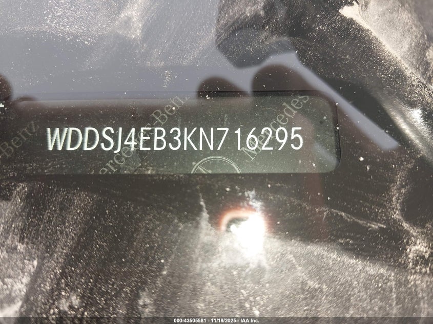 2019 Mercedes-Benz Cla 250 VIN: WDDSJ4EB3KN716295 Lot: 43505581