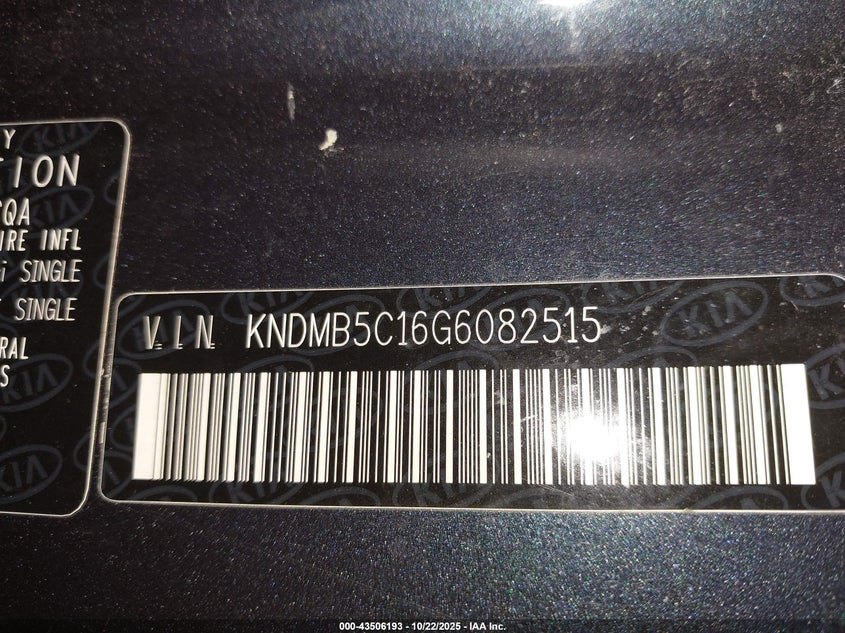 2016 KIA SEDONA LX KNDMB5C16G6082515