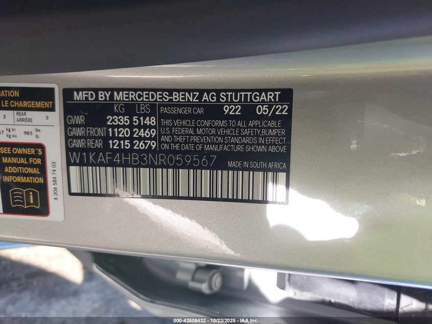 2022 MERCEDES-BENZ C 300 4MATIC W1KAF4HB3NR059567