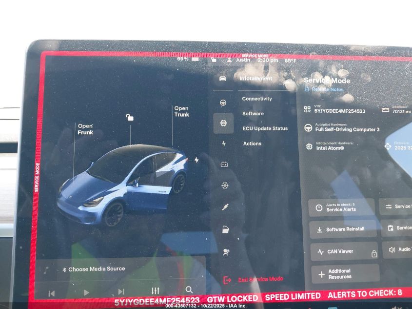 2021 Tesla Model Y Long Range Dual Motor All-Wheel Drive VIN: 5YJYGDEE4MF254523 Lot: 43507132