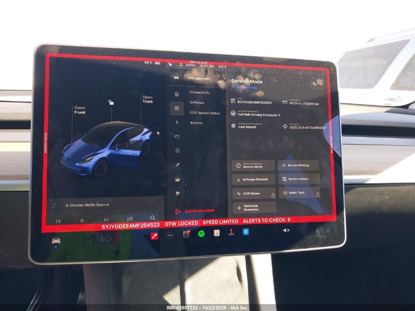 2021 Tesla Model Y Long Range Dual Motor All-Wheel Drive VIN: 5YJYGDEE4MF254523 Lot: 43507132