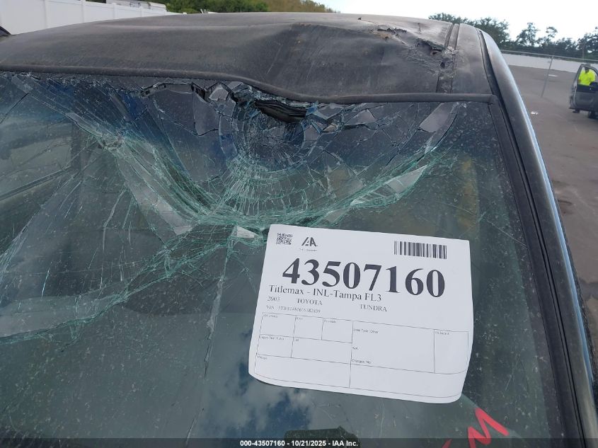 2003 Toyota Tundra Ltd V8 VIN: 5TBBT48163S382839 Lot: 43507160