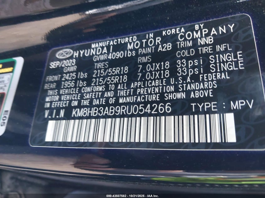 2024 HYUNDAI KONA SEL KM8HB3AB9RU054266