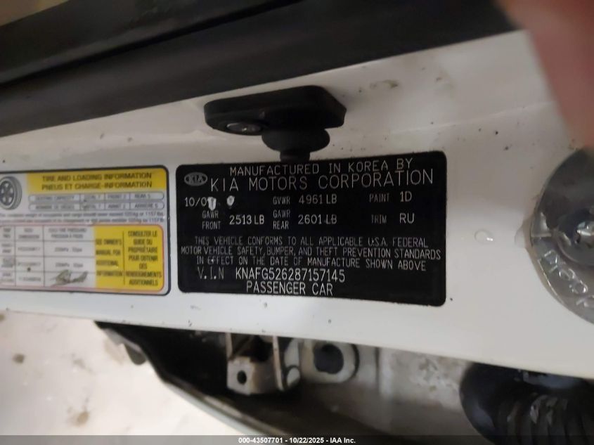 2008 Kia Rondo Ex V6 VIN: KNAFG526287157145 Lot: 43507701
