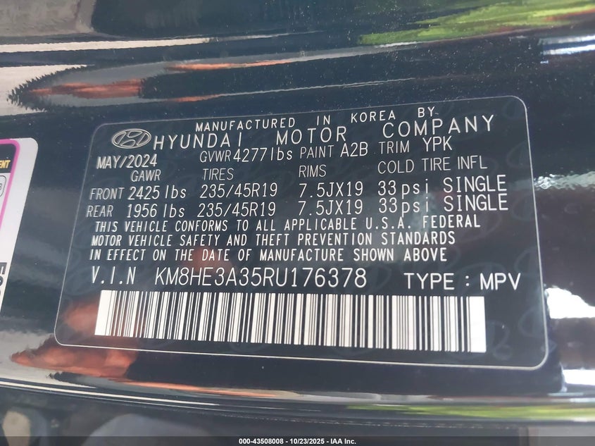 2024 HYUNDAI KONA LIMITED KM8HE3A35RU176378