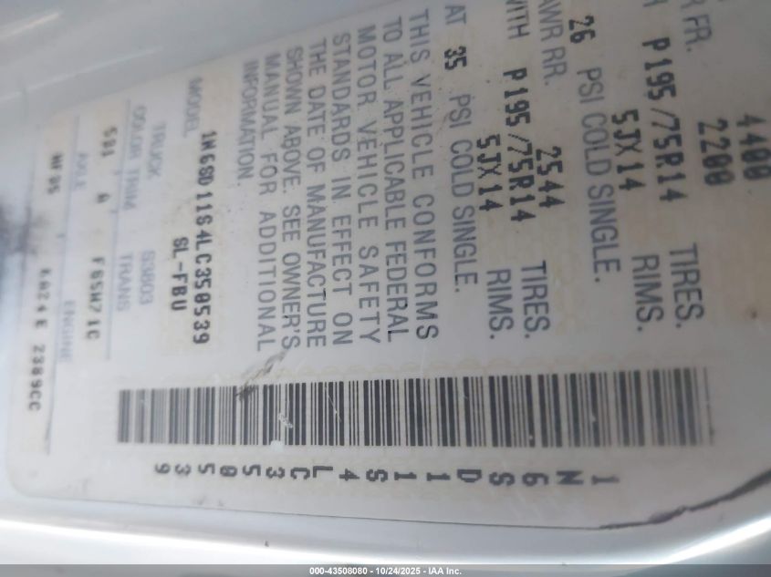 1990 Nissan D21 Short Bed VIN: 1N6SD11S4LC350539 Lot: 43508080