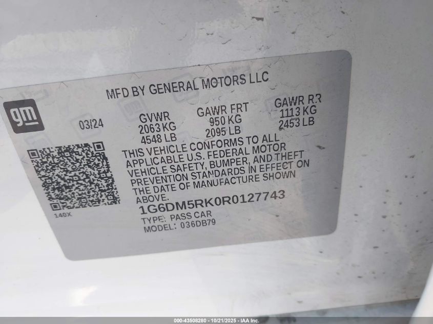 2024 CADILLAC CT5 LUXURY 1G6DM5RK0R0127743