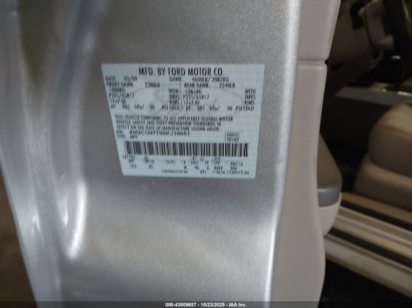 2009 Mercury Mariner Premier VIN: 4M2CU97799KJ18651 Lot: 43508657