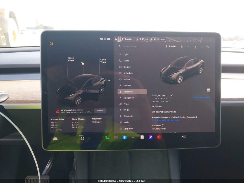 2023 Tesla Model Y Awd/Long Range Dual Motor All-Wheel Drive VIN: 7SAYGDEE9PA110583 Lot: 43508852