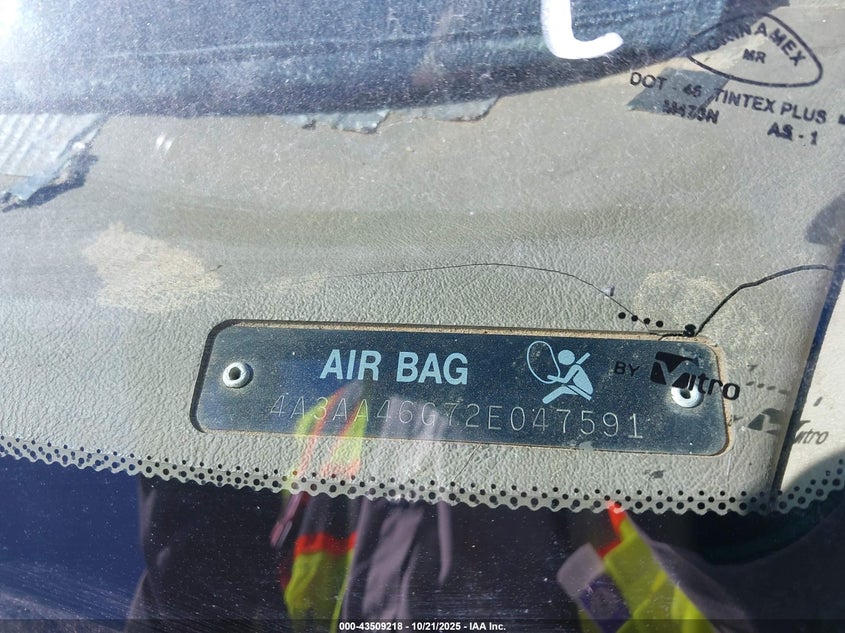 2002 Mitsubishi Galant Es/Ls VIN: 4A3AA46G72E047591 Lot: 43509218