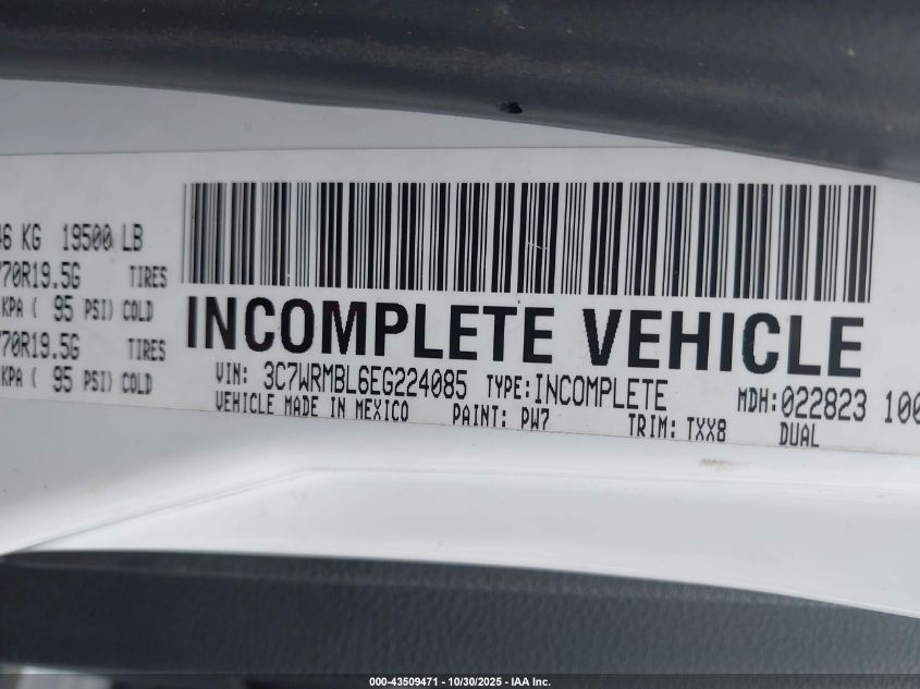 2014 Ram 5500 Chassis Tradesman/Slt VIN: 3C7WRMBL6EG224085 Lot: 43509471