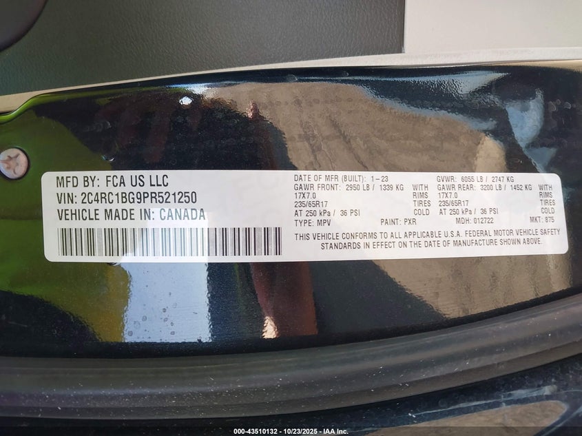 2C4RC1BG9PR521250 2023 CHRYSLER PACIFICA photo no. 9