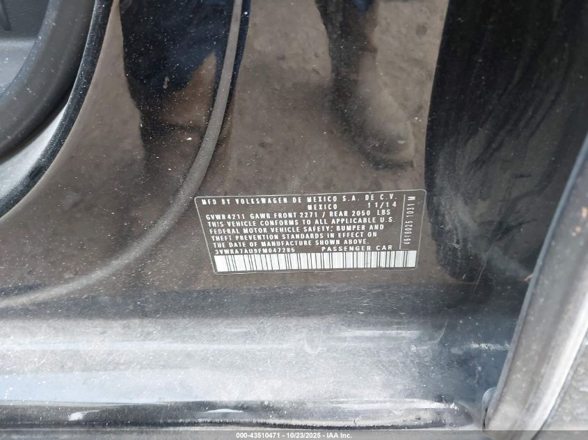 2015 VOLKSWAGEN GOLF TDI S 4-DOOR 3VWRA7AU9FM047285