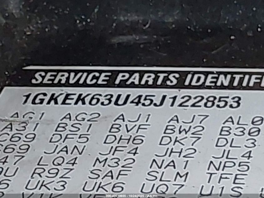 2005 GMC Yukon Denali VIN: 1GKEK63U45J122853 Lot: 43510655
