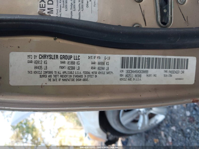 1B3CB4HA5AD630099 2010 DODGE CALIBER photo no. 9