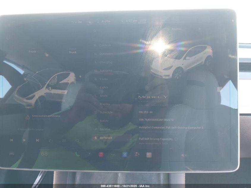2022 Tesla Model Y Long Range Dual Motor All-Wheel Drive VIN: 7SAYGDEE2NF362272 Lot: 43511600