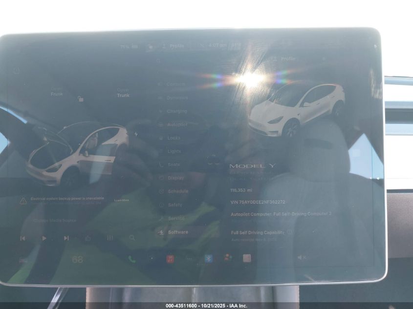 2022 Tesla Model Y Long Range Dual Motor All-Wheel Drive VIN: 7SAYGDEE2NF362272 Lot: 43511600
