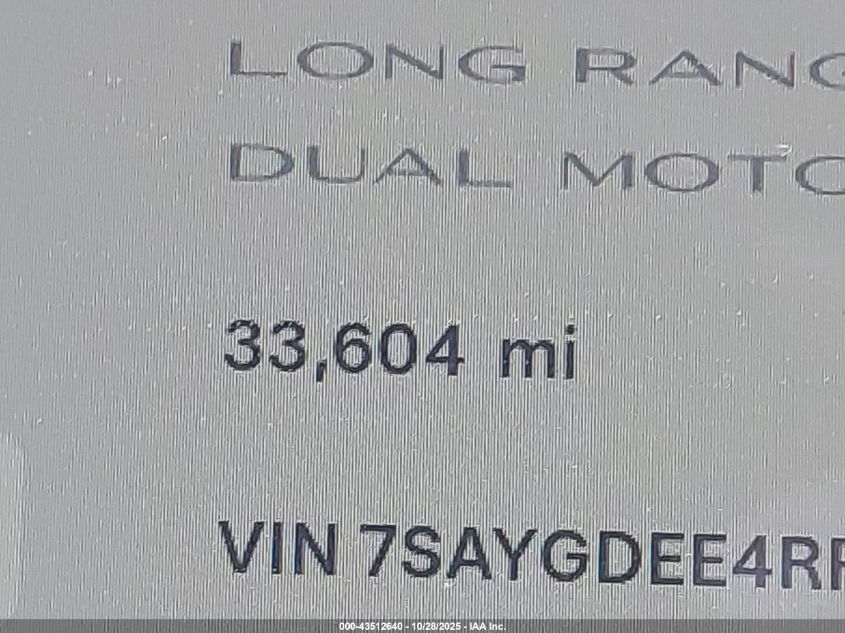 2024 Tesla Model Y Long Range Dual Motor All-Wheel Drive VIN: 7SAYGDEE4RF159910 Lot: 43512640