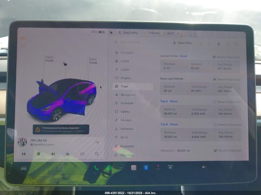 2021 Tesla Model Y Long Range Dual Motor All-Wheel Drive VIN: 5YJYGDEE2MF091449 Lot: 43513522