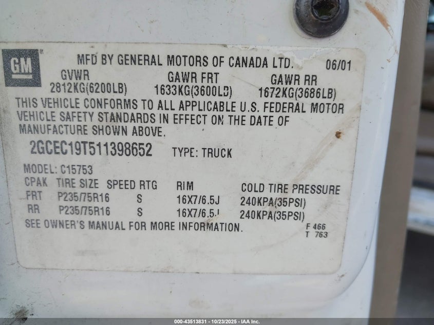 2GCEC19T511398652 2001 CHEVROLET SILVERADO photo no. 9