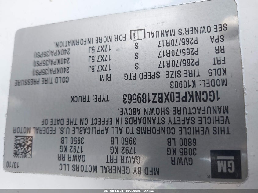 1GCNKPE0XBZ189563 2011 CHEVROLET SILVERADO photo no. 9