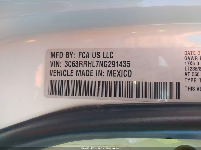 2022 Ram 3500 Big Horn 4X4 8' Box VIN: 3C63RRHL7NG291435 Lot: 43514571