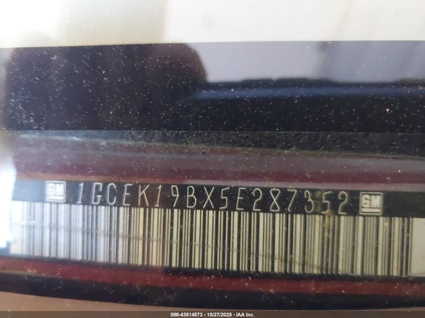 2005 Chevrolet Silverado 1500 Lt VIN: 1GCEK19BX5E287352 Lot: 43514573