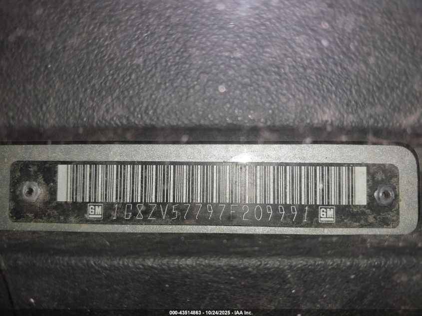 2007 Saturn Aura Xr VIN: 1G8ZV57797F209991 Lot: 43514863