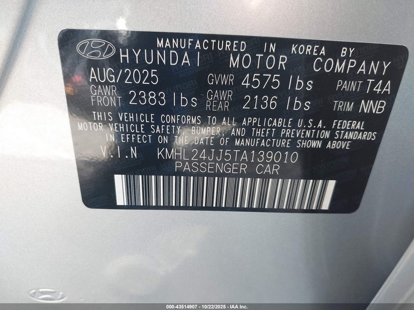 KMHL24JJ5TA139010 2026 HYUNDAI SONATA photo no. 5
