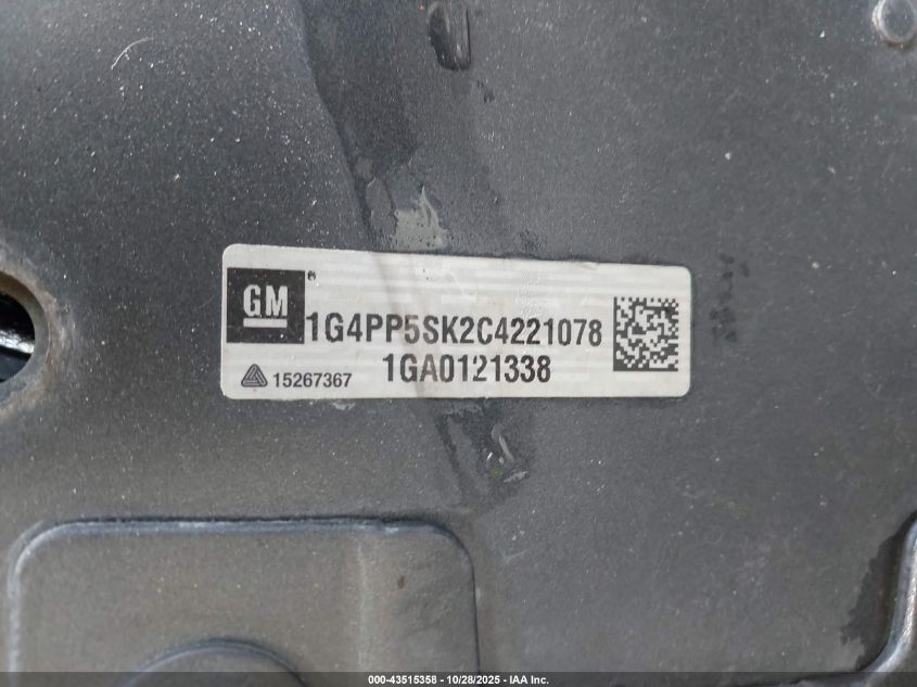 2012 Buick Verano VIN: 1G4PP5SK2C4221078 Lot: 43515358