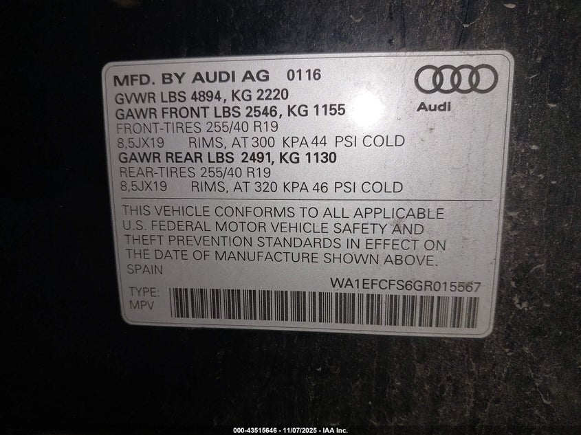 WA1EFCFS6GR015567 2016 AUDI Q3 photo no. 9